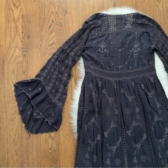 Johnny Was Dark blue Dress Size XS Slip adjustable straps bell sleeve - Picture 6 of 16